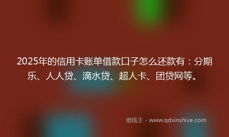 2025年的信用卡账单借款口子怎么还款有：分期乐、人人贷、滴水贷、超人卡、团贷网等。