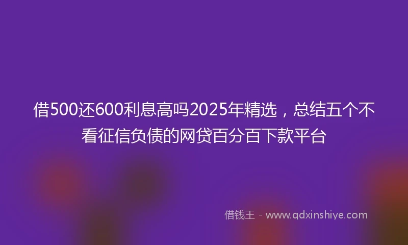 借500还600利息高吗2025年精选，总结五个不看征信负债的网贷百分百下款平台