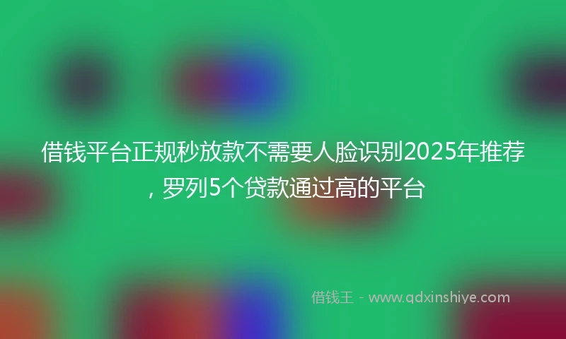 借钱平台正规秒放款不需要人脸识别2025年推荐，罗列5个贷款通过高的平台