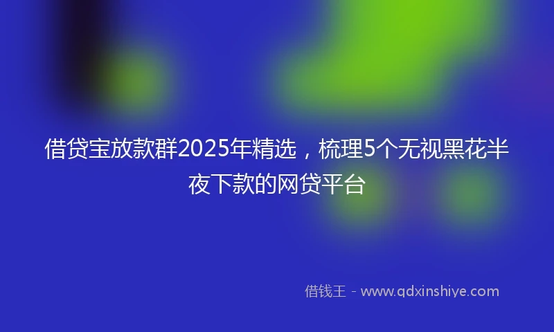 借贷宝放款群2025年精选，梳理5个无视黑花半夜下款的网贷平台