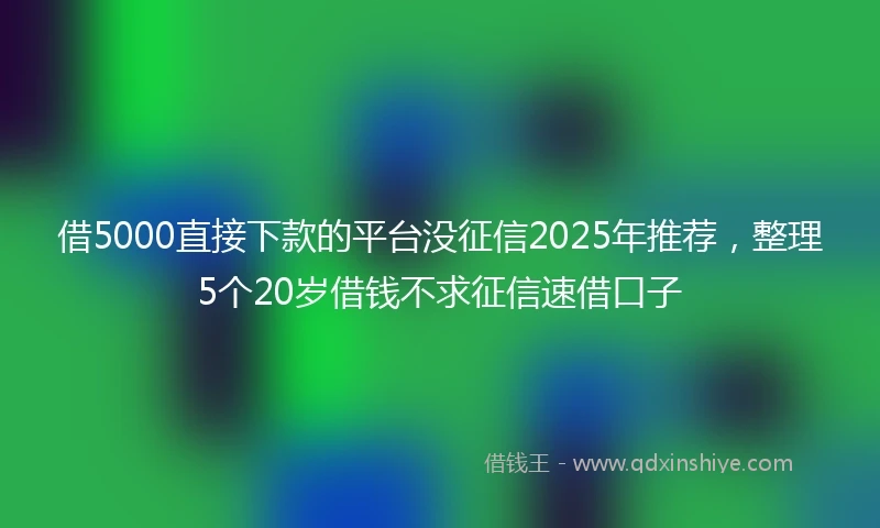 借5000直接下款的平台没征信2025年推荐，整理5个20岁借钱不求征信速借口子