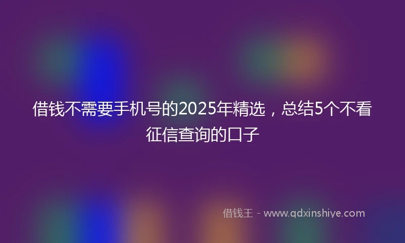 借钱不需要手机号的2025年精选，总结5个不看征信查询的口子