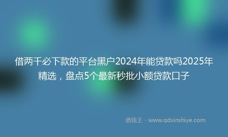 借两千必下款的平台黑户2024年能贷款吗2025年精选，盘点5个最新秒批小额贷款口子