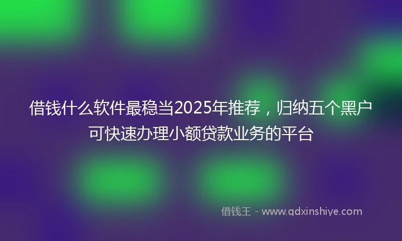 借钱什么软件最稳当2025年推荐，归纳五个黑户可快速办理小额贷款业务的平台