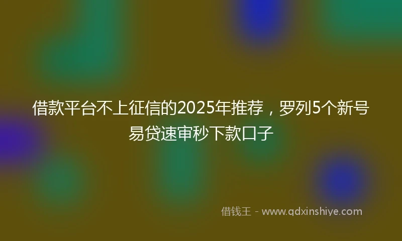 借款平台不上征信的2025年推荐,罗列5个新号易贷速审秒下款口子