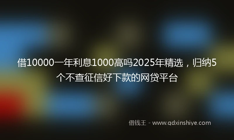 借10000一年利息1000高吗2025年精选,归纳5个不查征信好下款的网贷平台