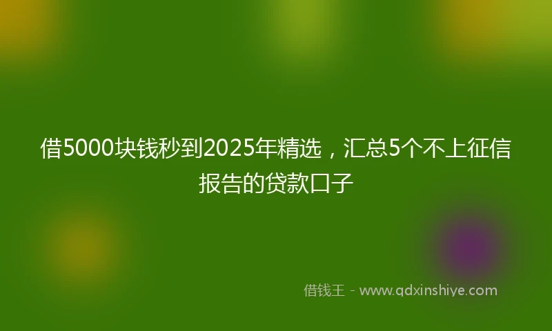 借5000块钱秒到2025年精选，汇总5个不上征信报告的贷款口子