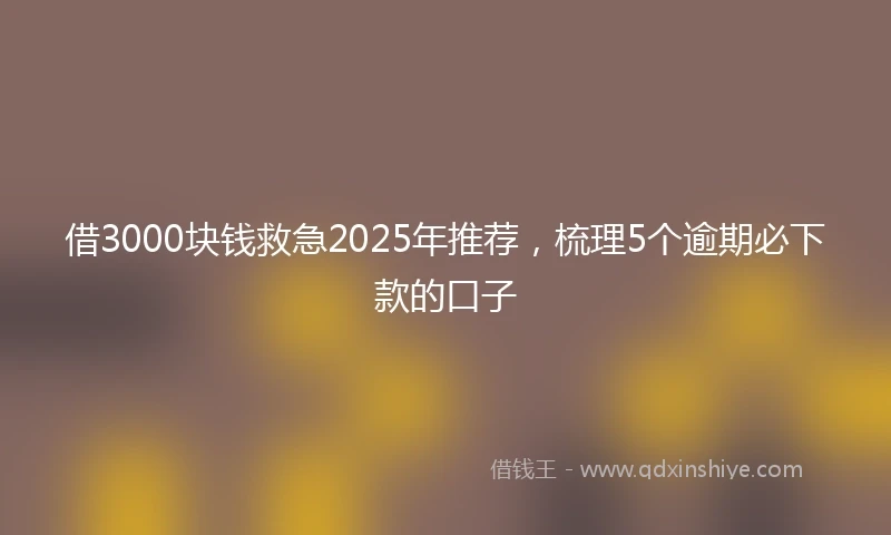 借3000块钱救急2025年推荐，梳理5个逾期必下款的口子