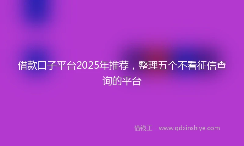 借款口子平台2025年推荐，整理五个不看征信查询的平台