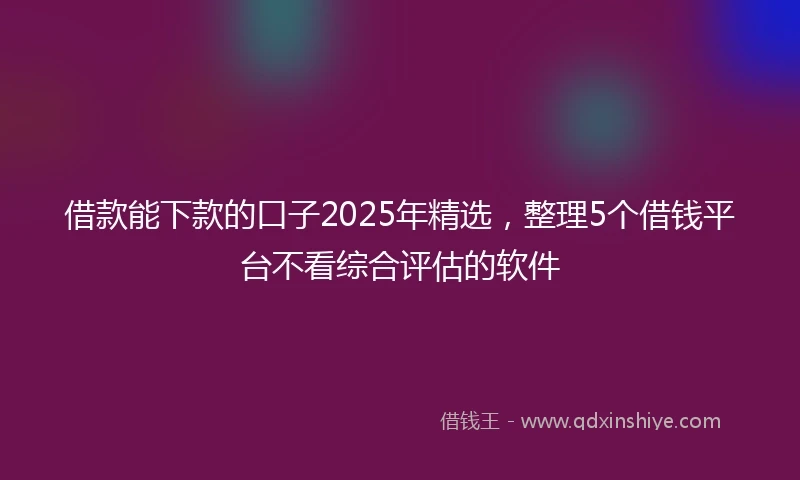 借款能下款的口子2025年精选，整理5个借钱平台不看综合评估的软件