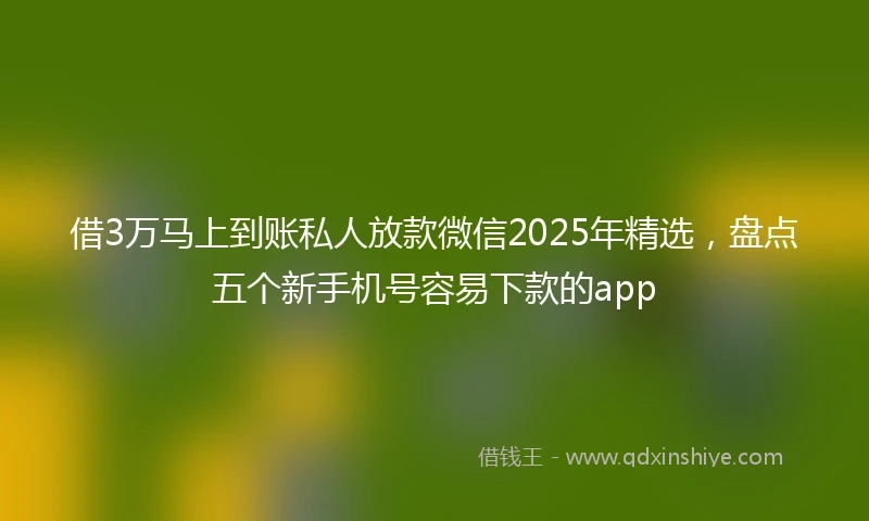 借3万马上到账私人放款微信2025年精选，盘点五个新手机号容易下款的app