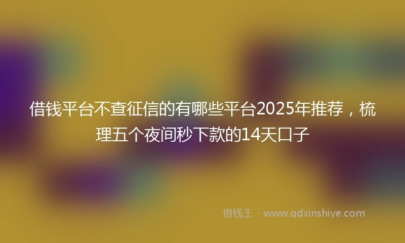 借钱平台不查征信的有哪些平台2025年推荐，梳理五个夜间秒下款的14天口子
