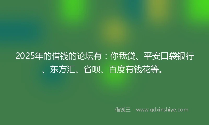 2025年的借钱的论坛有：你我贷、平安口袋银行、东方汇、省呗、百度有钱花等。