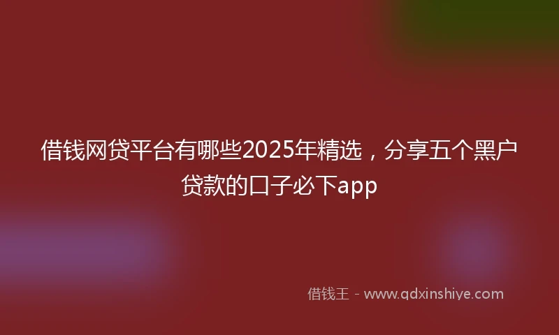 借钱网贷平台有哪些2025年精选，分享五个黑户贷款的口子必下app