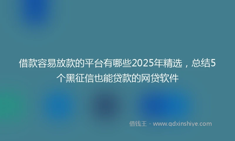 借款容易放款的平台有哪些2025年精选,总结5个黑征信也能贷款的网贷软件