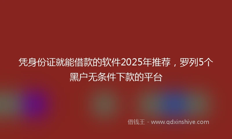 凭身份证就能借款的软件2025年推荐，罗列5个黑户无条件下款的平台