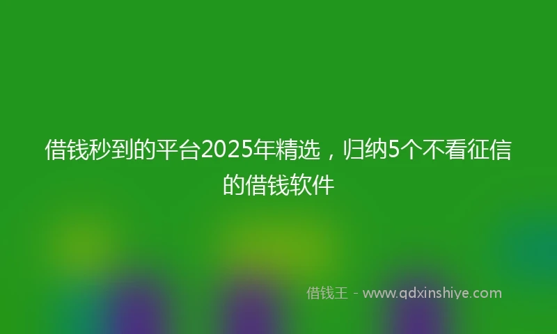 借钱秒到的平台2025年精选，归纳5个不看征信的借钱软件