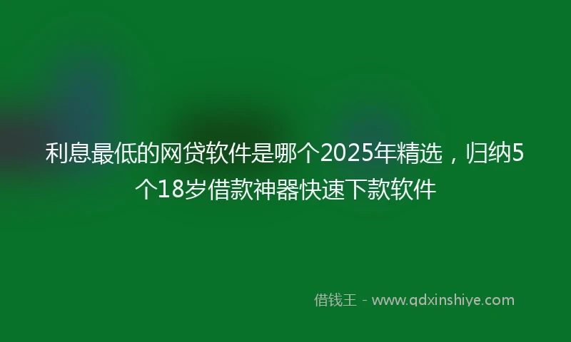 利息最低的网贷软件是哪个2025年精选，归纳5个18岁借款神器快速下款软件