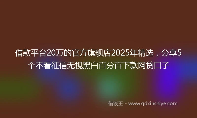 借款平台20万的官方旗舰店2025年精选,分享5个不看征信无视黑白百分百下款网贷口子