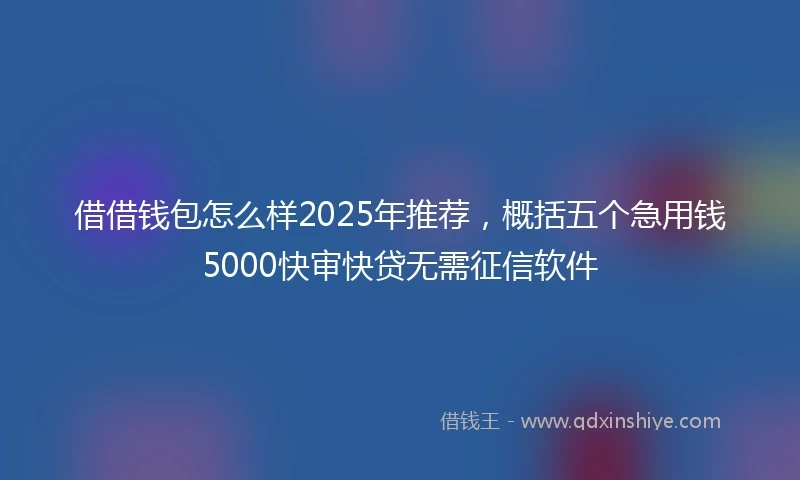 借借钱包怎么样2025年推荐，概括五个急用钱5000快审快贷无需征信软件