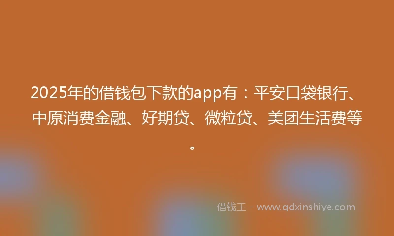 2025年的借钱包下款的app有：平安口袋银行、中原消费金融、好期贷、微粒贷、美团生活费等。