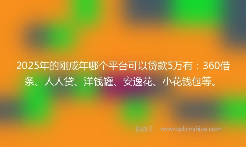 2025年的刚成年哪个平台可以贷款5万有：360借条、人人贷、洋钱罐、安逸花、小花钱包等。