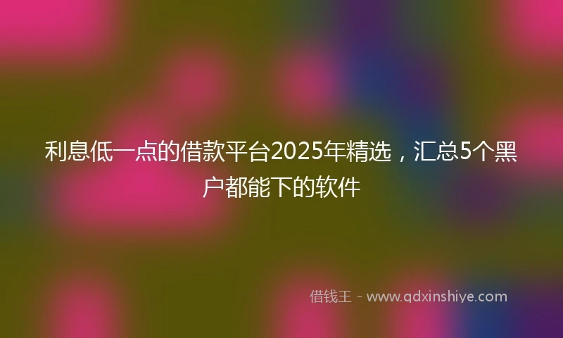利息低一点的借款平台2025年精选，汇总5个黑户都能下的软件