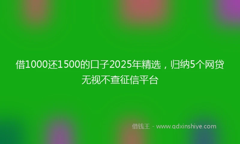 借1000还1500的口子2025年精选，归纳5个网贷无视不查征信平台