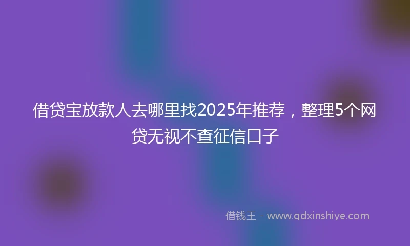 借贷宝放款人去哪里找2025年推荐，整理5个网贷无视不查征信口子