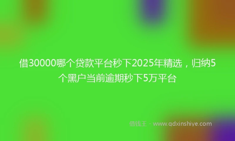 借30000哪个贷款平台秒下2025年精选，归纳5个黑户当前逾期秒下5万平台