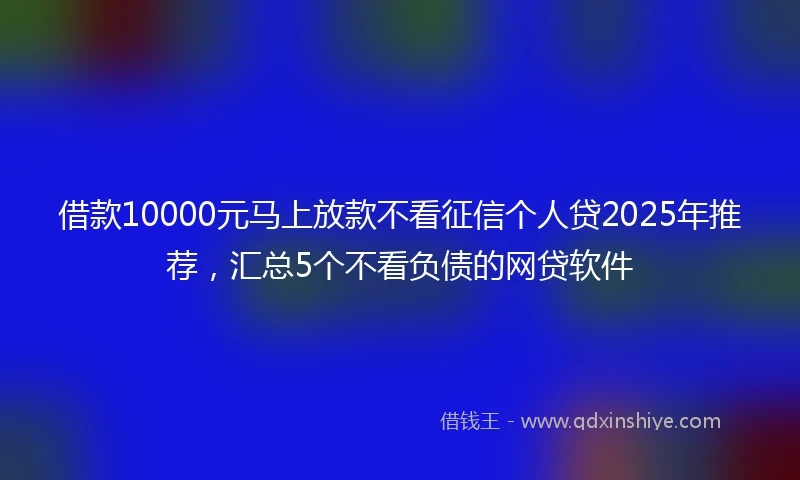 借款10000元马上放款不看征信个人贷2025年推荐，汇总5个不看负债的网贷软件