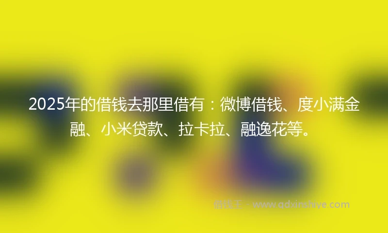 2025年的借钱去那里借有：微博借钱、度小满金融、小米贷款、拉卡拉、融逸花等。