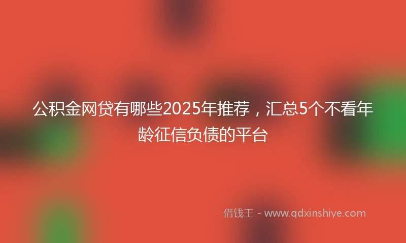 公积金网贷有哪些2025年推荐，汇总5个不看年龄征信负债的平台