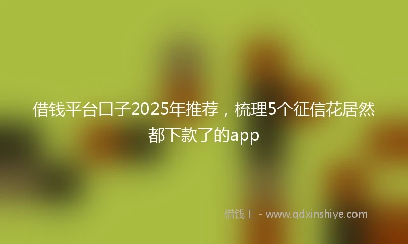 借钱平台口子2025年推荐，梳理5个征信花居然都下款了的app