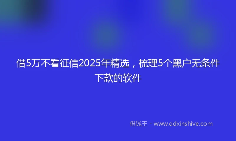 借5万不看征信2025年精选，梳理5个黑户无条件下款的软件