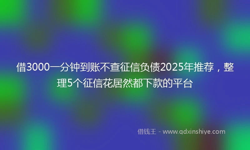 借3000一分钟到账不查征信负债2025年推荐，整理5个征信花居然都下款的平台