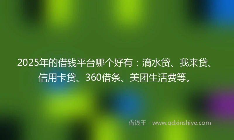 2025年的借钱平台哪个好有：滴水贷、我来贷、信用卡贷、360借条、美团生活费等。