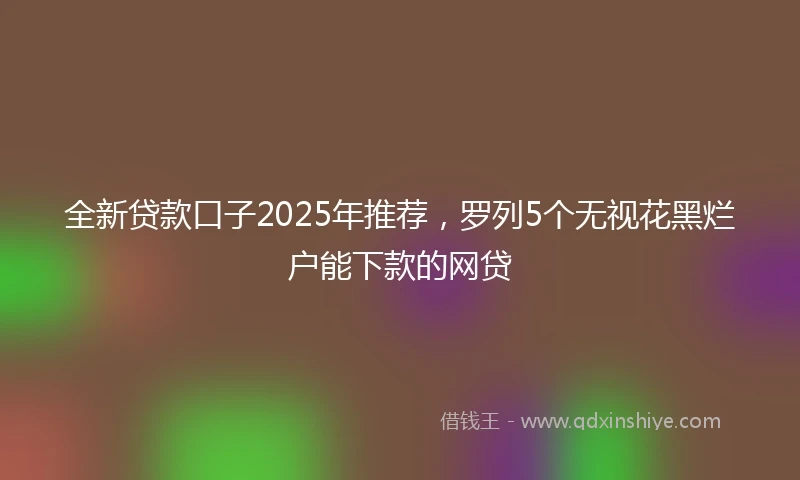 全新贷款口子2025年推荐，罗列5个无视花黑烂户能下款的网贷