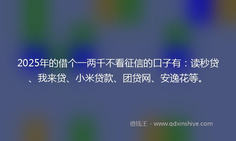 2025年的借个一两千不看征信的口子有：读秒贷、我来贷、小米贷款、团贷网、安逸花等。