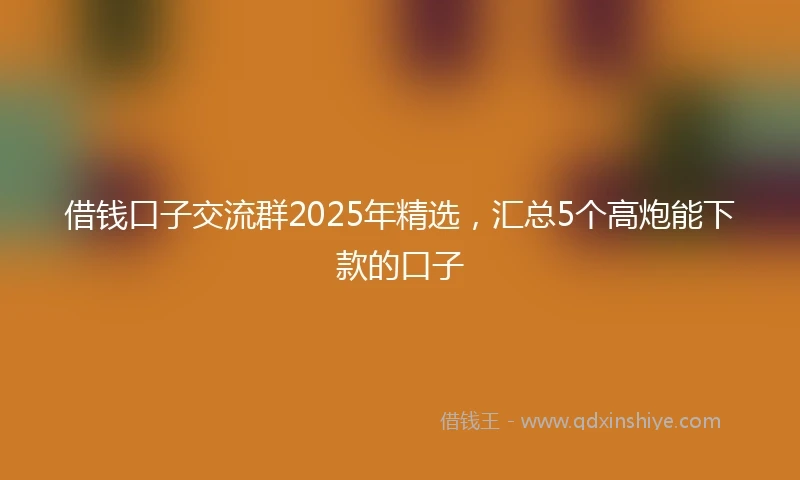 借钱口子交流群2025年精选，汇总5个高炮能下款的口子