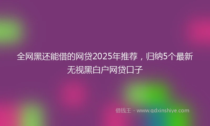 全网黑还能借的网贷2025年推荐，归纳5个最新无视黑白户网贷口子