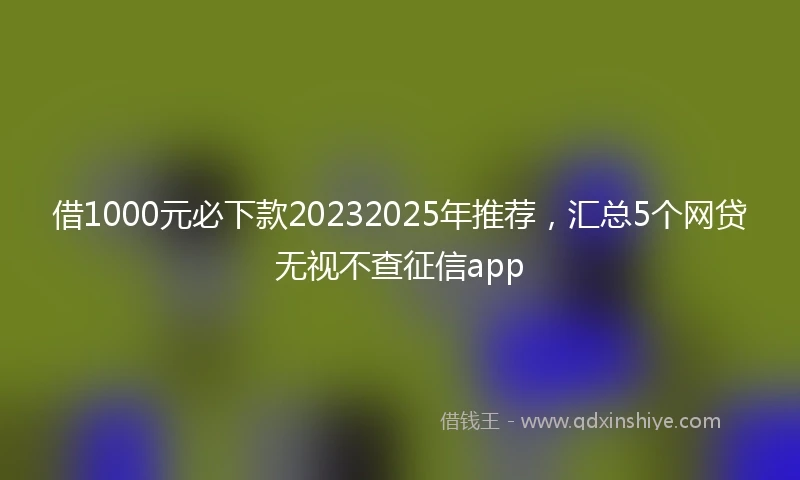 借1000元必下款20232025年推荐，汇总5个网贷无视不查征信app