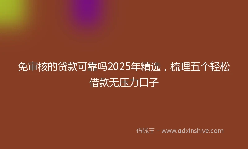 免审核的贷款可靠吗2025年精选，梳理五个轻松借款无压力口子
