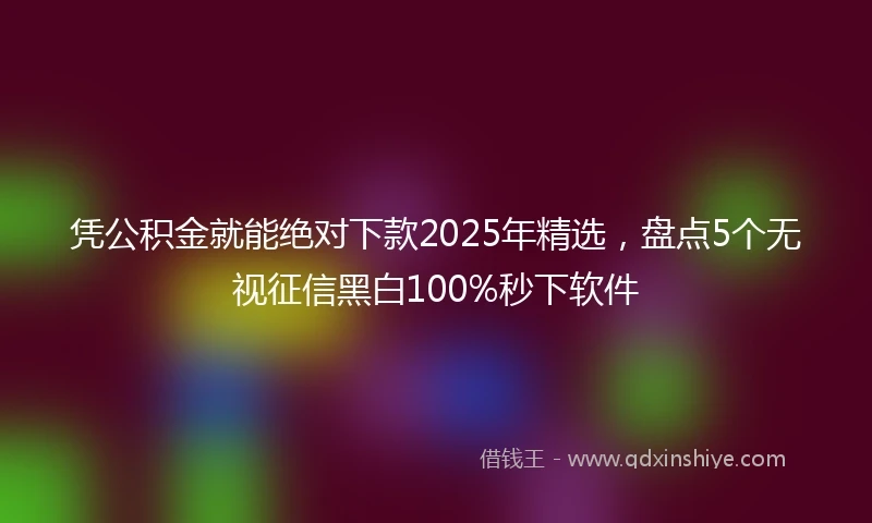 凭公积金就能绝对下款2025年精选，盘点5个无视征信黑白100%秒下软件
