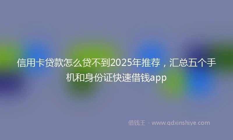 信用卡贷款怎么贷不到2025年推荐，汇总五个手机和身份证快速借钱app