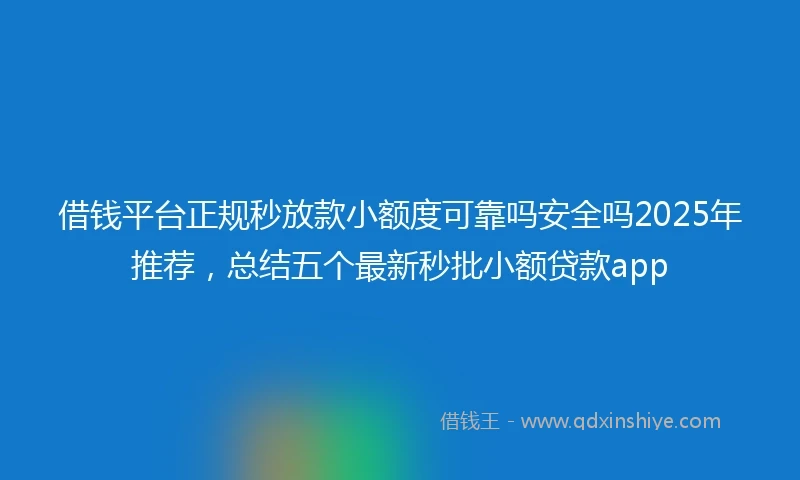 借钱平台正规秒放款小额度可靠吗安全吗2025年推荐，总结五个最新秒批小额贷款app