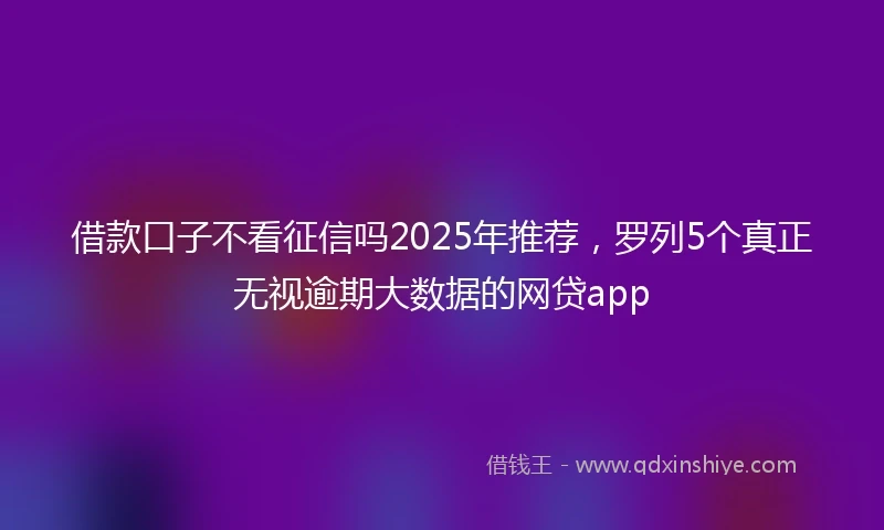 借款口子不看征信吗2025年推荐，罗列5个真正无视逾期大数据的网贷app