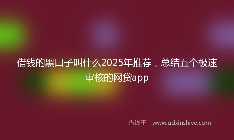 借钱的黑口子叫什么2025年推荐，总结五个极速审核的网贷app