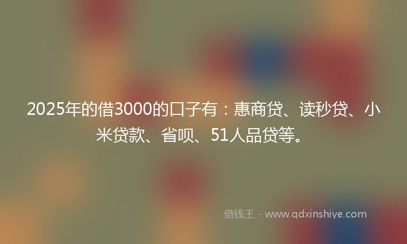 2025年的借3000的口子有：惠商贷、读秒贷、小米贷款、省呗、51人品贷等。