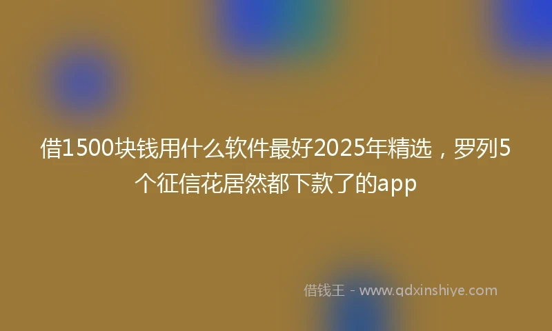借1500块钱用什么软件最好2025年精选，罗列5个征信花居然都下款了的app